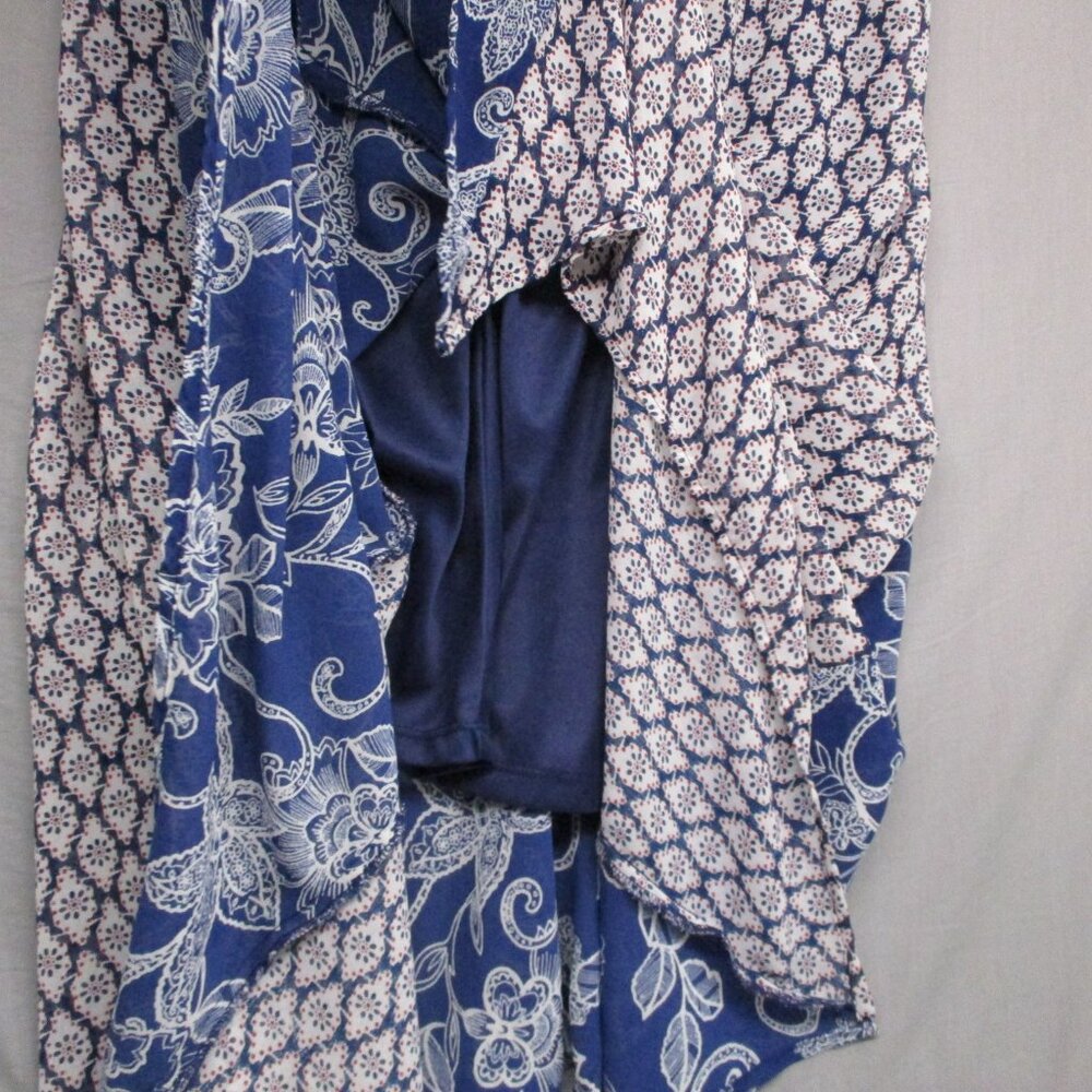 Roz & Ali Floral Semi-Sheer BOHO Midi Skirt Fairy Blue & White Women Size | 10 - Picture 13 of 15